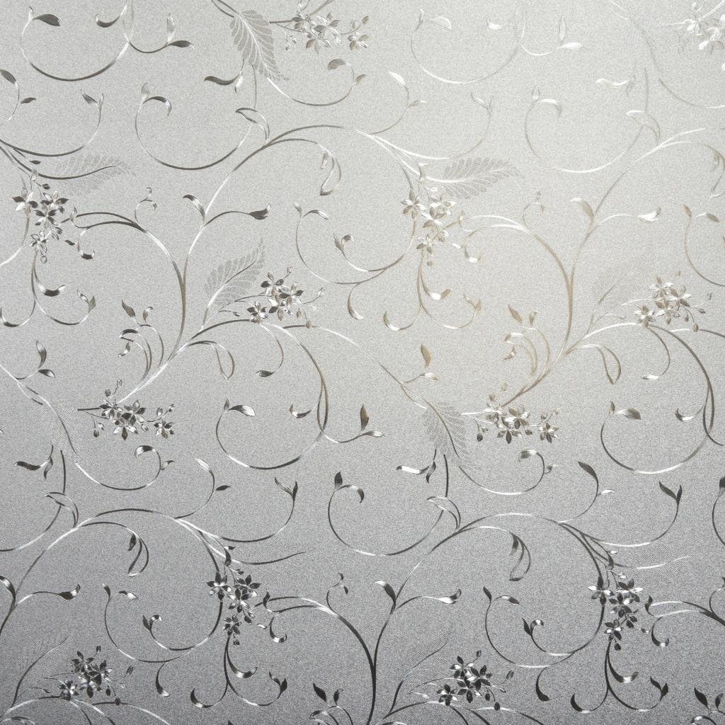 Elegant Flower Decorative Window Film, Self Static Adhesive Cling, 35.5 inches by 72 inches