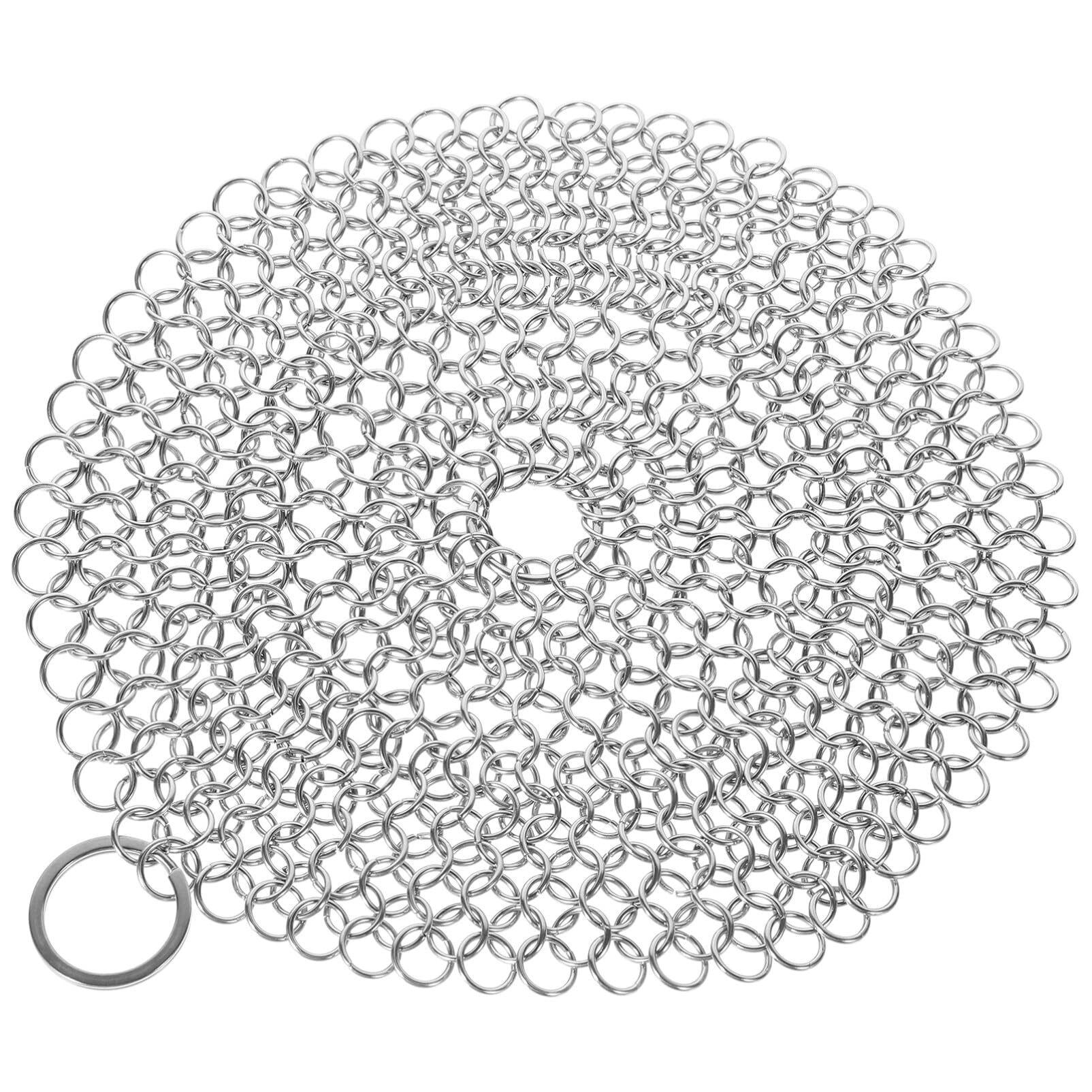 INOOMP Cast Iron Cleaner: 7inch Stainless Steel Skillet Cleaner Chain Scrubber Scraper Barbecue Grill Cleaner Mail Link Scrub for Pans BBQ Grills Griddles Pot Cookware Cleaning