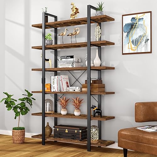 Bookshelf, 6 Tier Book Shelf 83Inch Tall Bookcase, Industrial Large