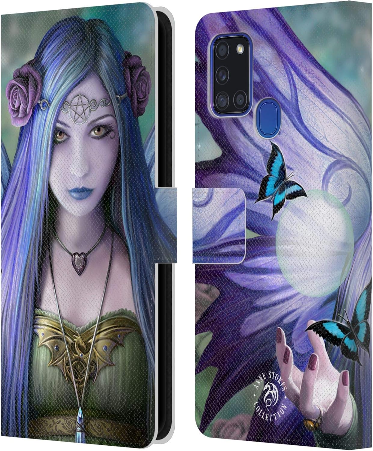 Head Case Designs Officially Licensed Anne Stokes Mystic Aura Fairies Leather Wallet Case Compatible with Samsung Galaxy A21s (2020)