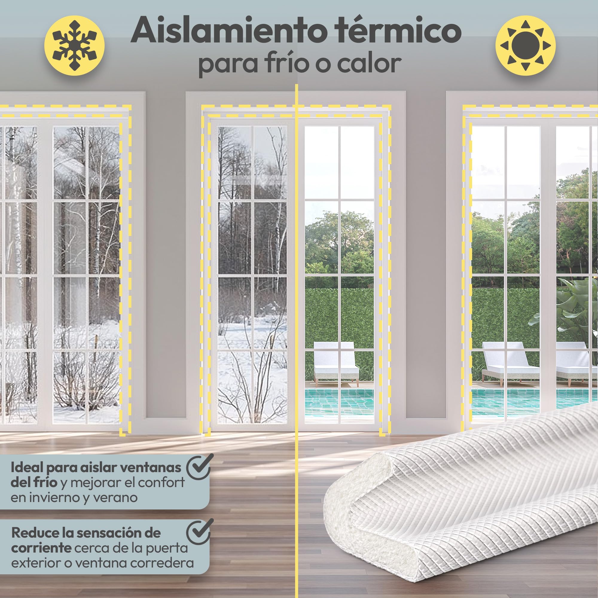 Burlete Ventana Corredera en V 4m Blanco, Burletes para Ventanas y Puertas Correderas, Autoadhesivo, Aislante Térmico Ventanas Frío, Anticondensación, Cortavientos, Insonorización, 2,5-7 mm