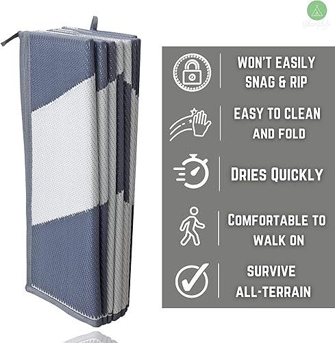 Miniatura 19 de Glamplife Alfombra de exterior de 5 x 8 pulgadas, impermeable, alfombra de camping para fuera de tu caravana, alfombra bohemia para exteriores