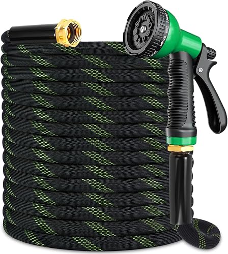 150 ft Garden Hose, 2026 New No Kink Flexible Water Hose 150ft, 10 Function Nozzle, Solid Metal Fittings, Enhanced Multi-layer Construction, Lightweight & Portable for Gardening, Cleaning, Car Washing