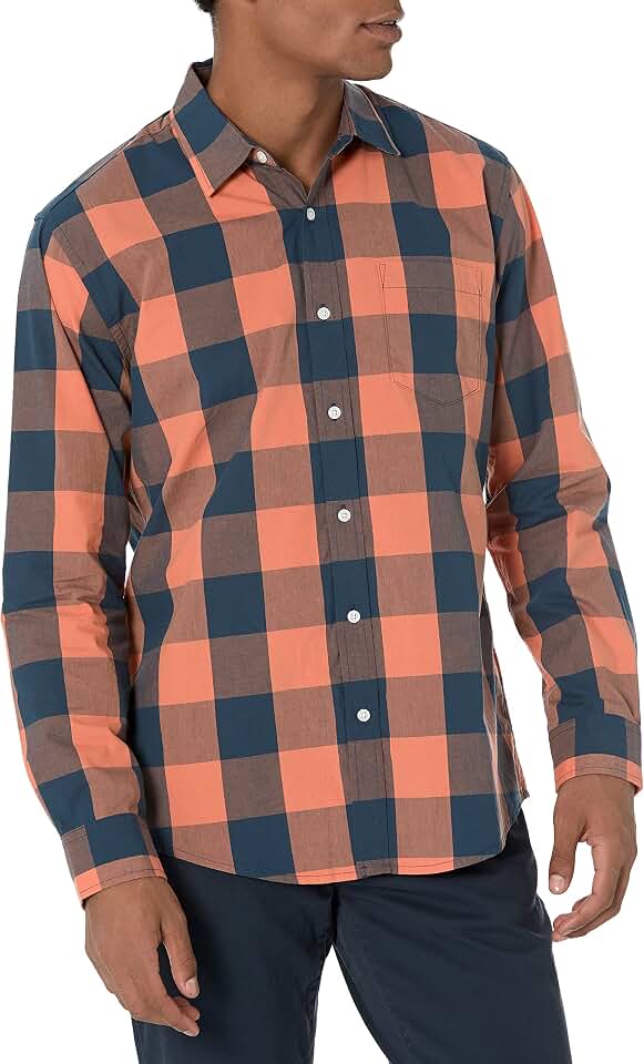 Amazon Essentials Men's Long-Sleeve Casual Poplin Shirt OEKO-TEX STANDARD 100