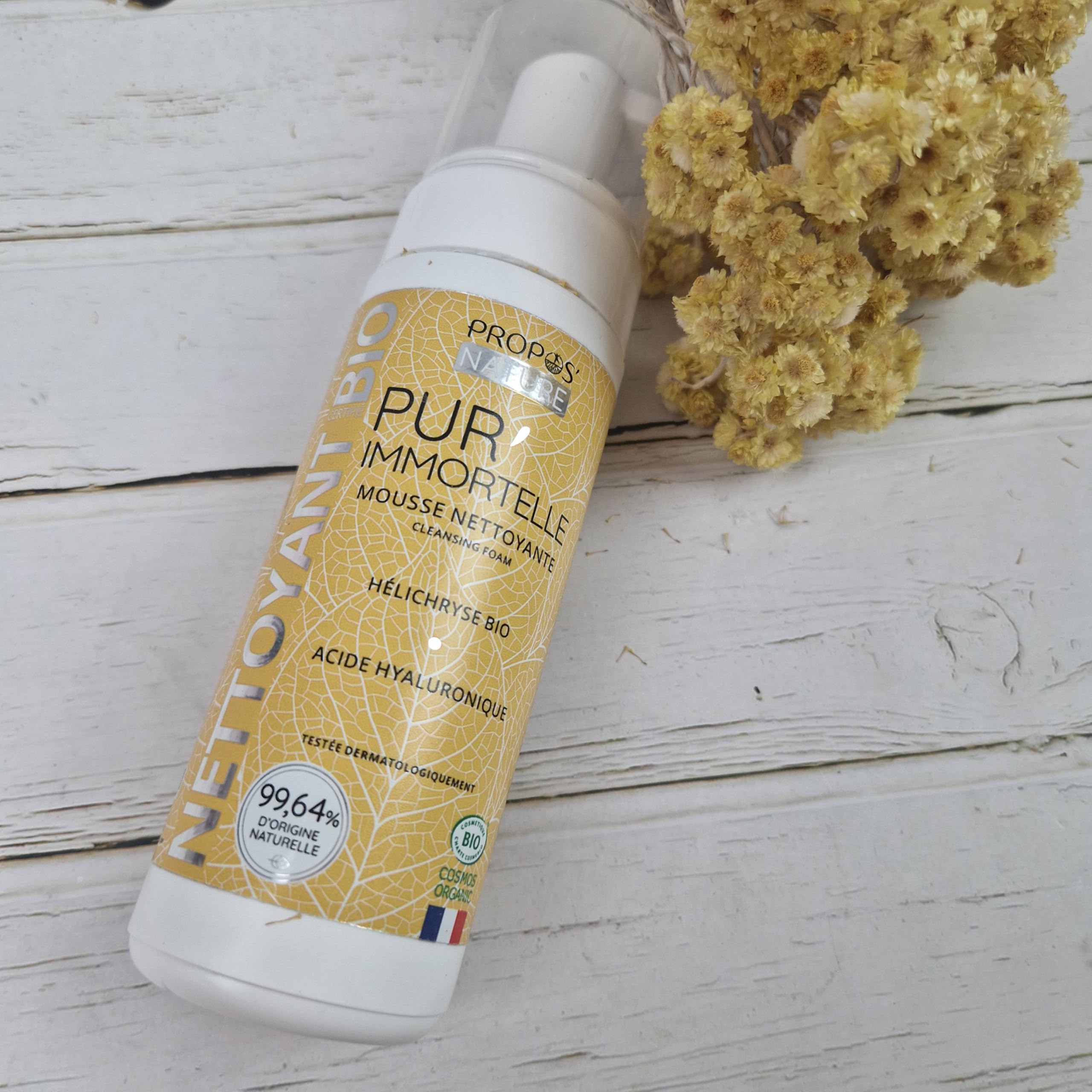 Mousse Nettoyante Pur'Immortelle Bio - Démaquillant anti-âge - Fabriqué en France -150ml - PROPOS'NATURE