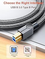 Vista 5 de VANAUX Cable USB 3.0 B macho a USB A, cable de datos USB 3 tipo B, compatible con estación de acoplamiento, discos duros externos, escáner y más