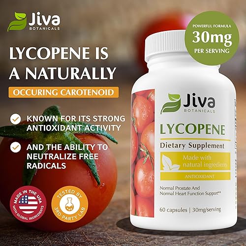 Miniatura 3 de Jiva Botanicals Suplemento de licopeno 30 mg Cápsulas  Extracto de tomate orgánico licopeno vitaminas para la próstata  Apoya la salud normal de la
