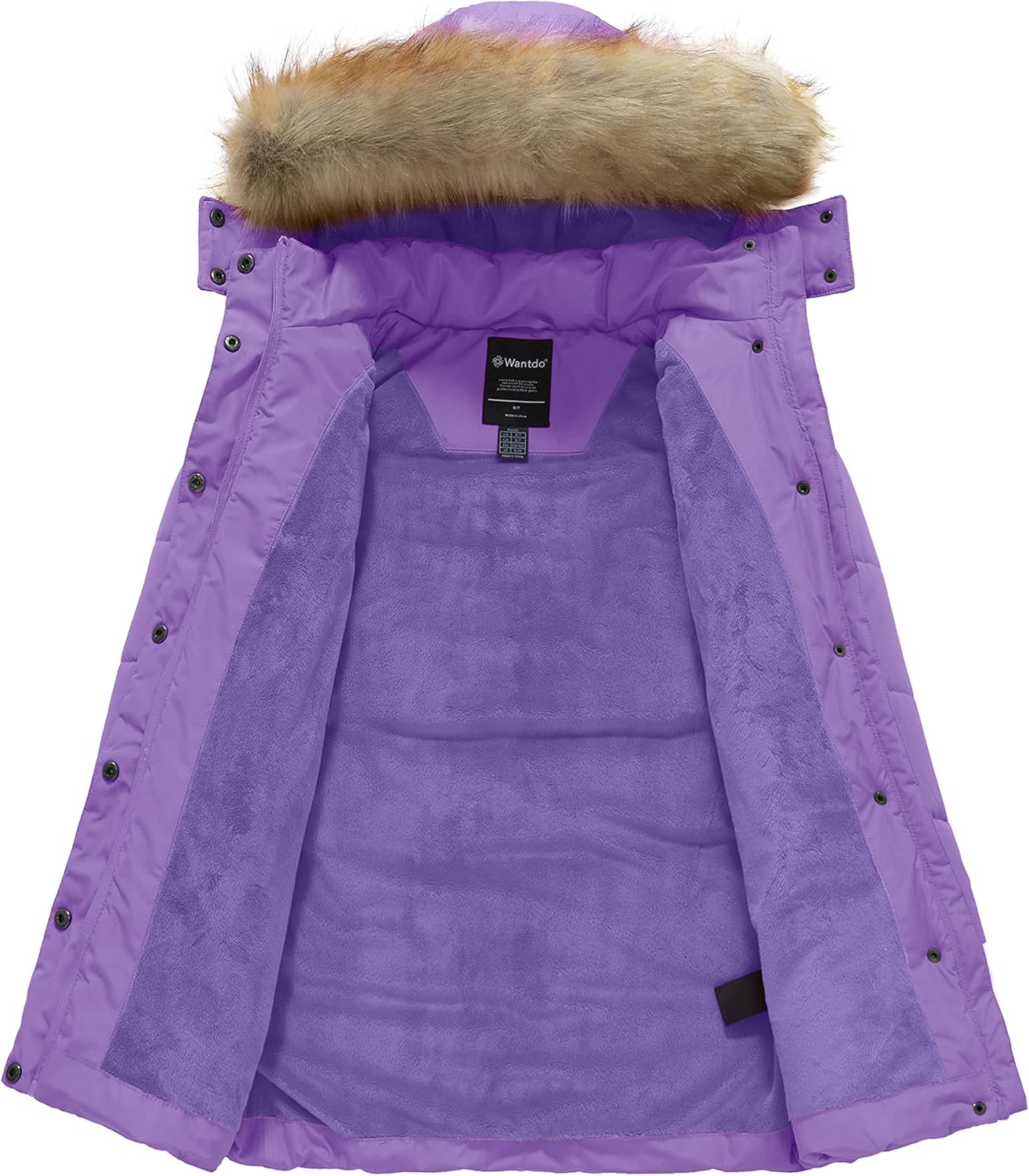 wantdo Girl's Winter Coat Long Puffer Jacket Fleece Parka with Hood Waterproof - Image 4