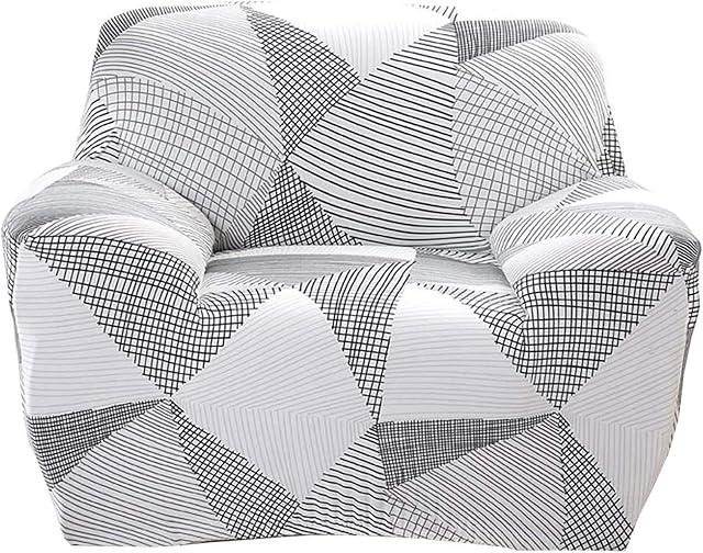 Stretch Sofa Coves,1 Seater Polyester Spandex Printed Elastic Couch Sofa Slipcovers Chair Furniture Protector Covers,35-51" Long with Anti-Slip Foam(Chair, White)
