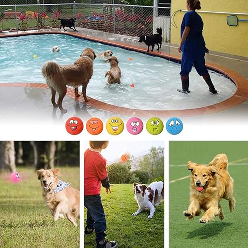 Miniatura 2 de LLSPET Pelota chirriante de látex para perros juguete de búsqueda facial para cachorros mascotas pequeñas y medianas perro y gato 6 unidades