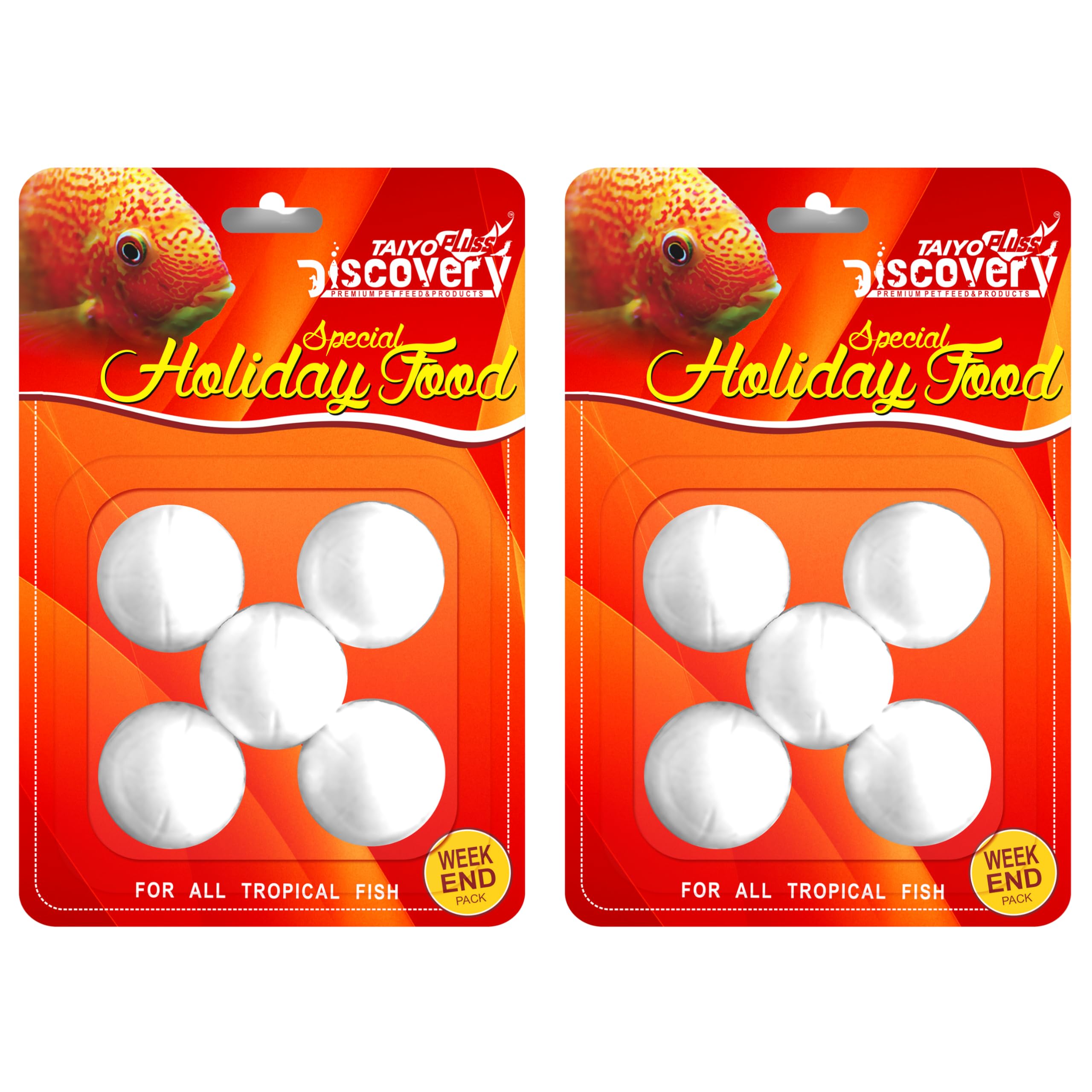 Taiyo Pluss Discovery Weekend Holiday Fish Food | Slow Release Special Feeding Blocks for All Aquarium Fishes | Automatic Feeder Block for Stress-Free Travel Care (5 pcs (Pack 2), Weekend (5 Count))