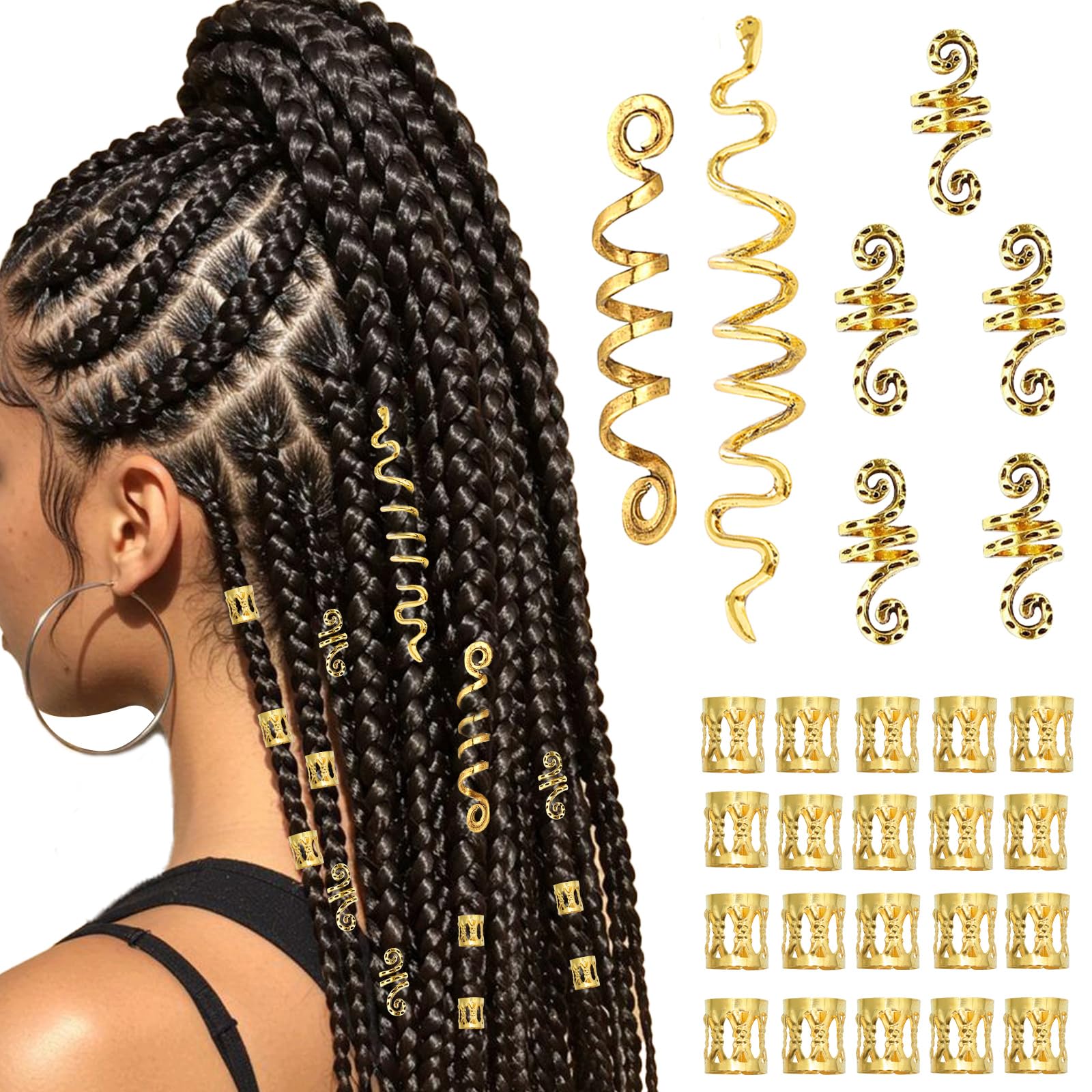 Amazon.com : VENOFEN 27PCS Gold Hair Jewelry Viking Loc Dreadlock