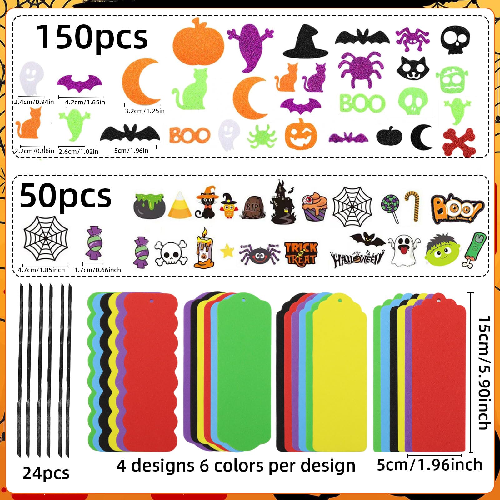 Halloween Bricolage Enfants, Kit de Bricolage Marque-Page Halloween, Kit de Marque-Pages en Mousse, Halloween Marque-Page kit de Bricolage, DIY Étiquettes en Suspendues pour Marque-Pages