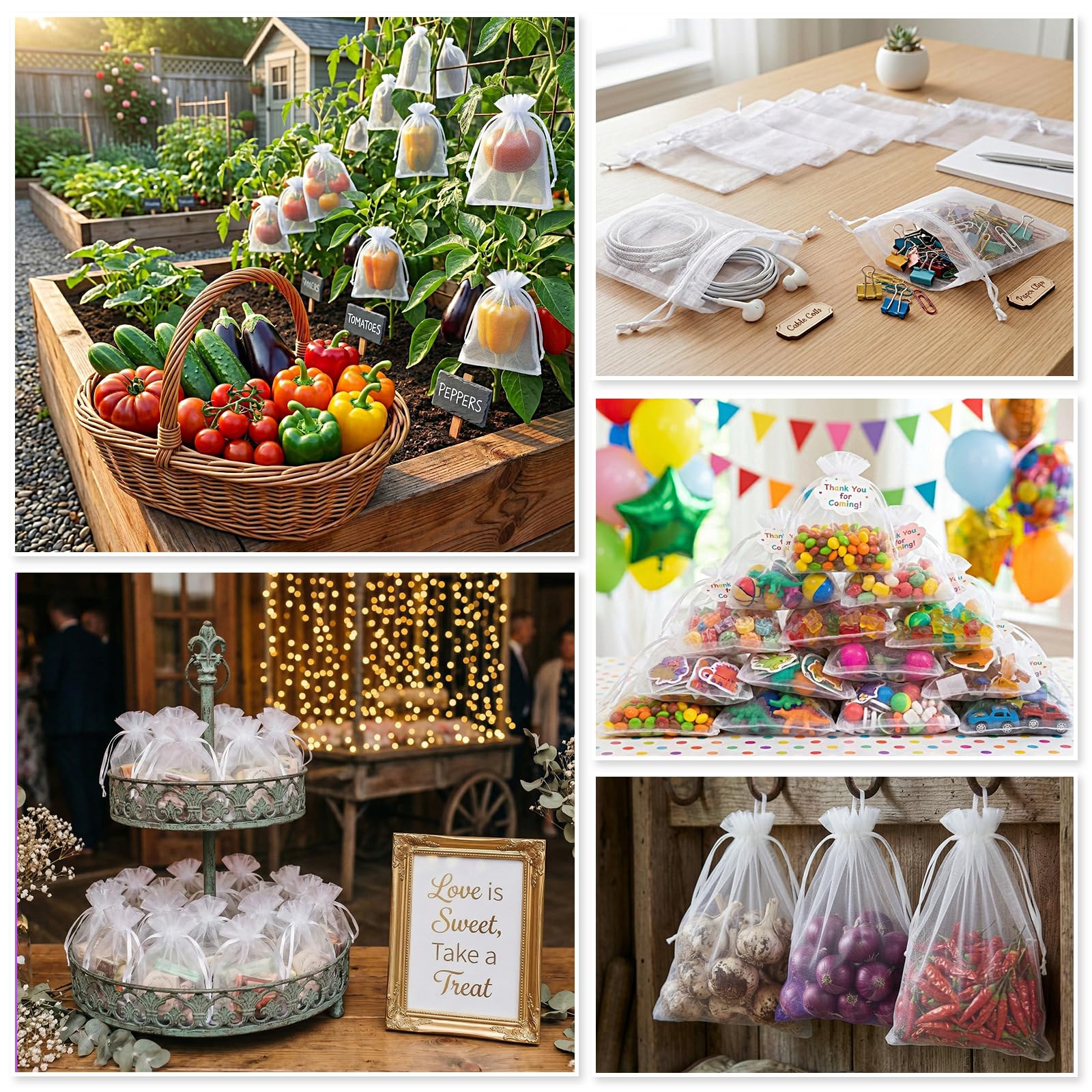 100 Piezas Bolsas de Organza, 10 x 15 CM Bolsas de Joyas, Bolsas de Caramelo con Cordón de Satén Bolsas de Regalo para Bodas,Regalo Decoración Fiestas Boda (Blanco)