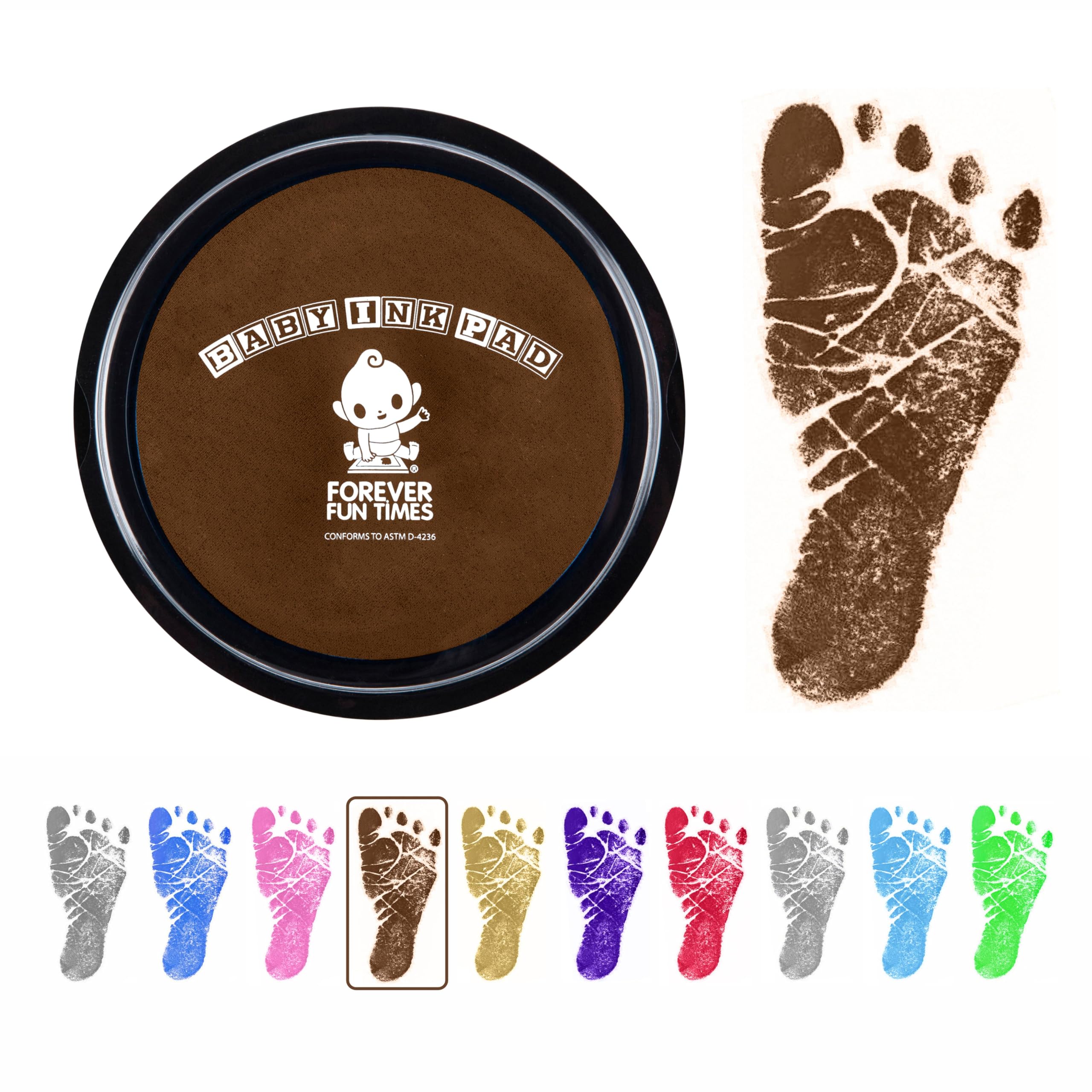 Baby Hand and Footprint Kit by Forever Fun Times | Get Hundreds of Detailed Prints with One Baby Safe Ink Pad | Easy to Clean, and Works with Any Paper or Card | Clean and Safe (Big Brown)