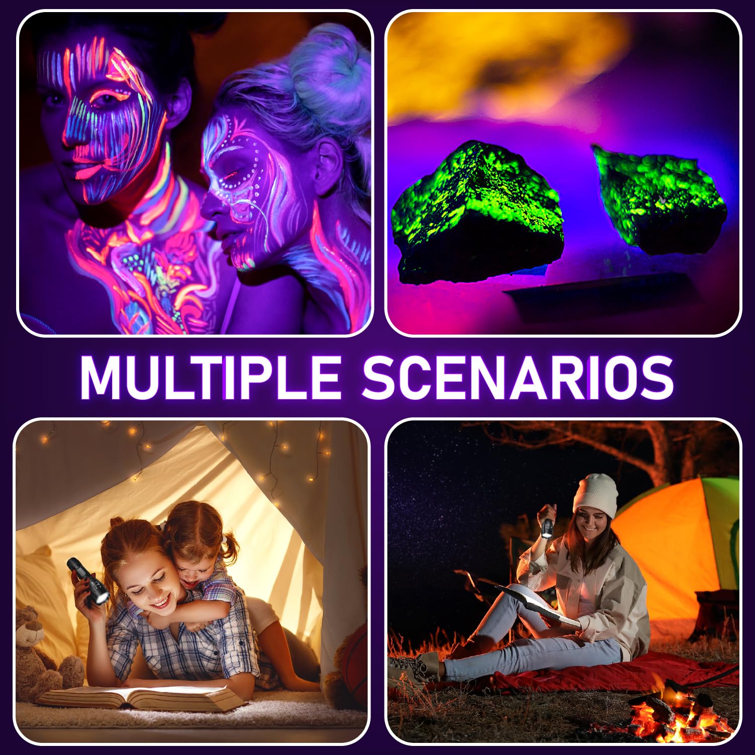 Linterna LED, linterna UV 2 en 1, luz ultravioleta Linternas LED de luz negra con iluminación de 500LM y 4 modos para ropa para mascotas
