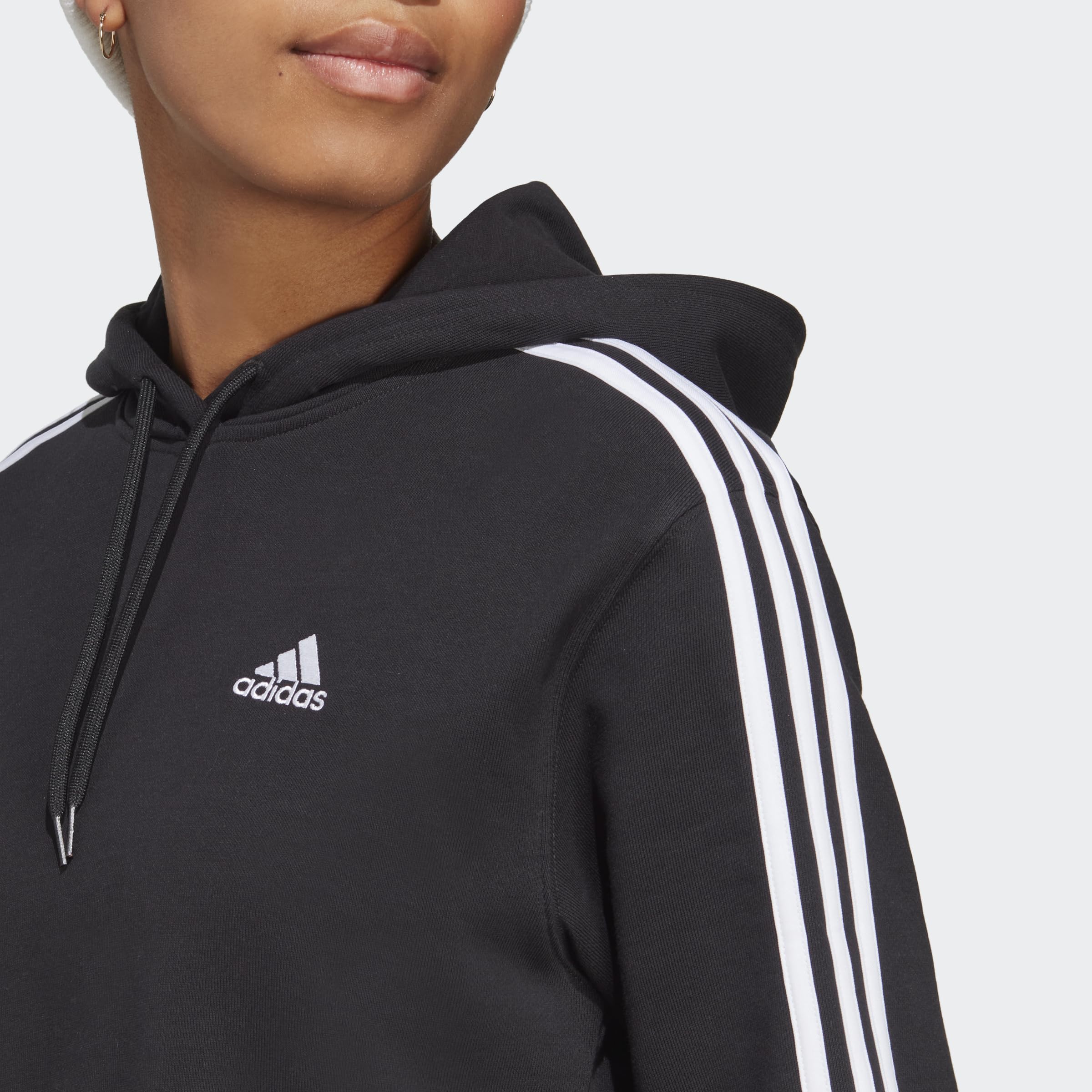 Adidas Essentials 3-Stripes French Terry Crop Hoodie Felpa Donna