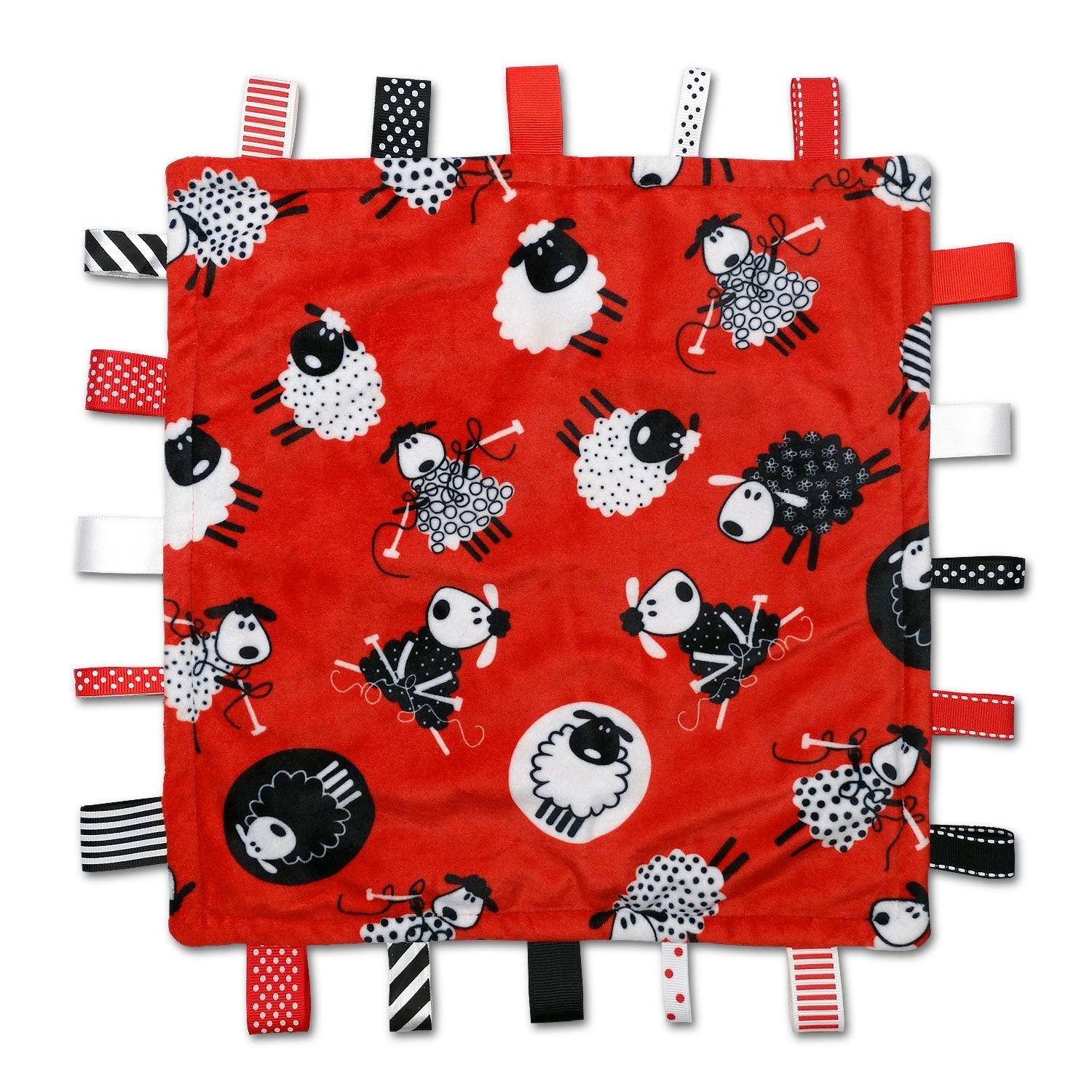 Sleepy Sheep Label Lovey - Black, White and Red High Contrast Infant Toy