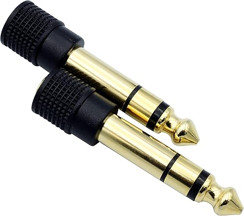 Miniatura 5 de Chadou Adaptador de audio de 0.250 in (1/4 pulgada) macho a 0.138 in (1/8 pulgadas) conector de auriculares estéreo hembra chapado en oro, paquete