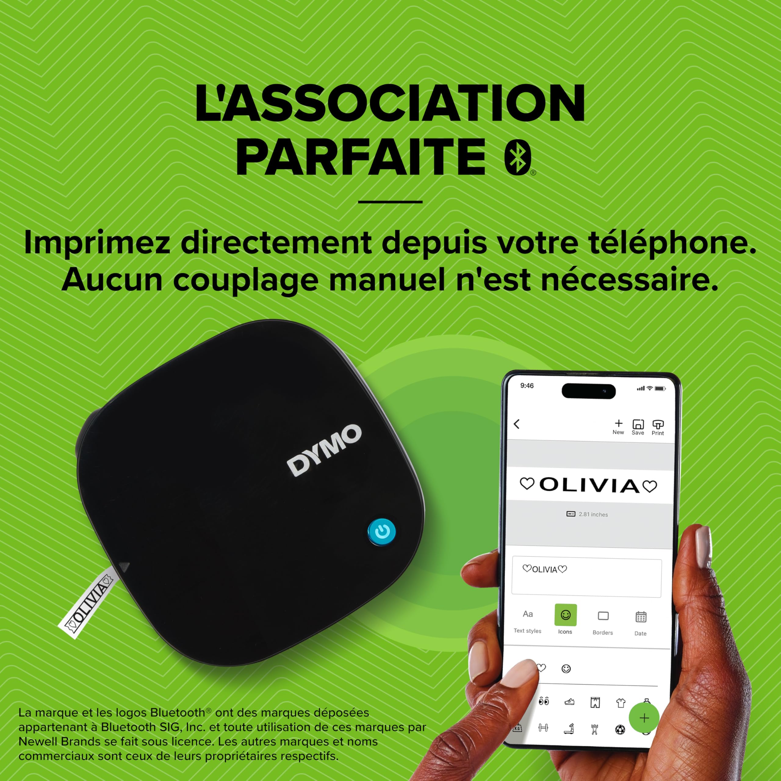 DYMO LetraTag 200B étiqueteuse Bluetooth | Imprimante d'étiquettes compacte | Se connecte à iOS et Android à l'aide de la technologie Bluetooth sans fil | Inclut 1 ruban en papier blanc