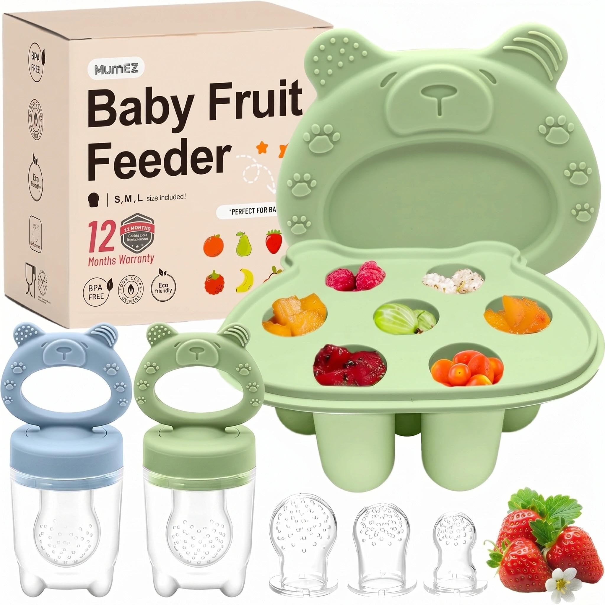 Grignoteuse Bébé - Kit de Distribution pour Bébé, Comprend 2 Tétines Alimentaires avec 3 Tétines de Tailles Différentes, Accessoire d'Alimentation en Silicone pour Bébé