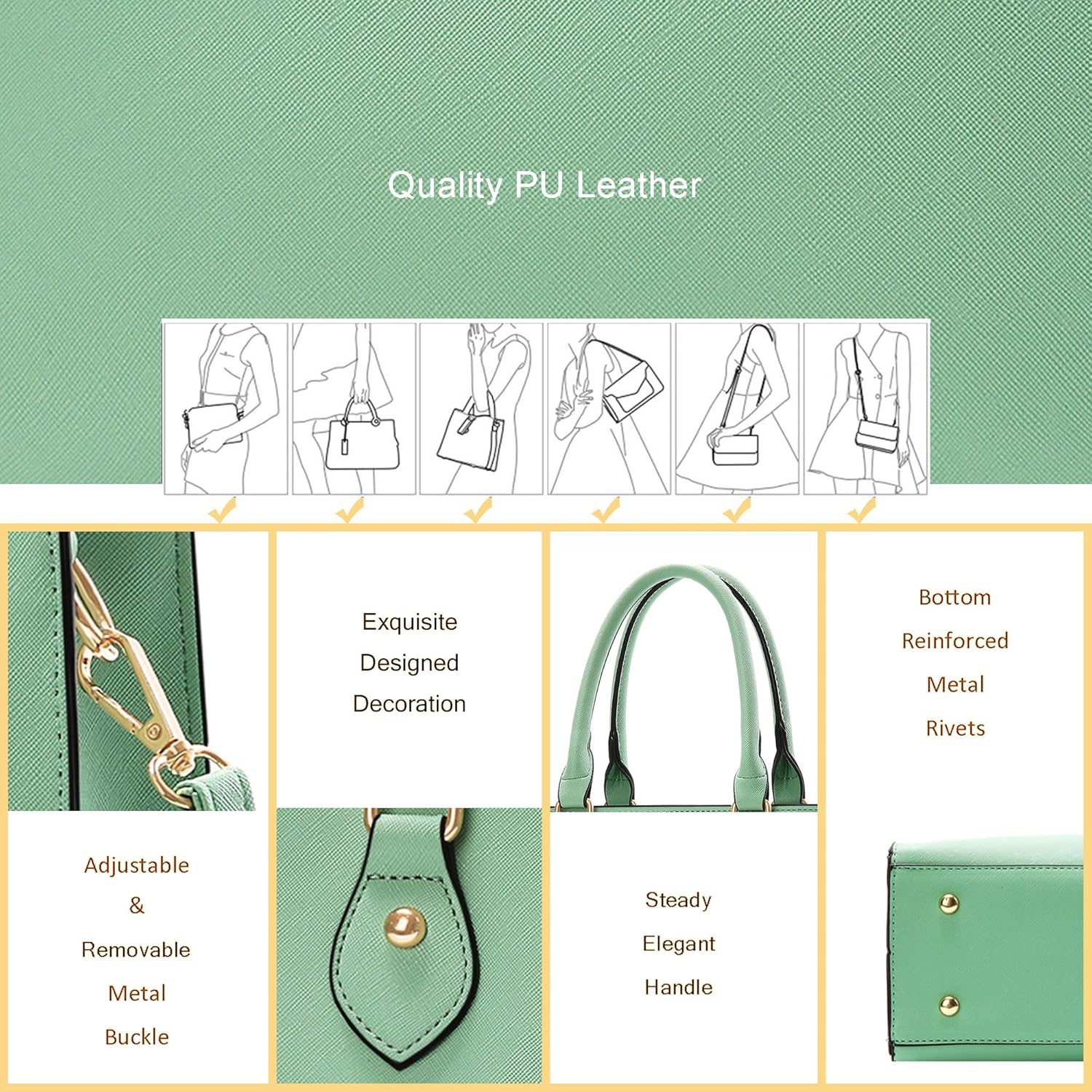 CHICAROUSAL Crossbody Purses and Handbags for Women PU Leather Tote Top Handle Satchel Shoulder Bags - Image 7