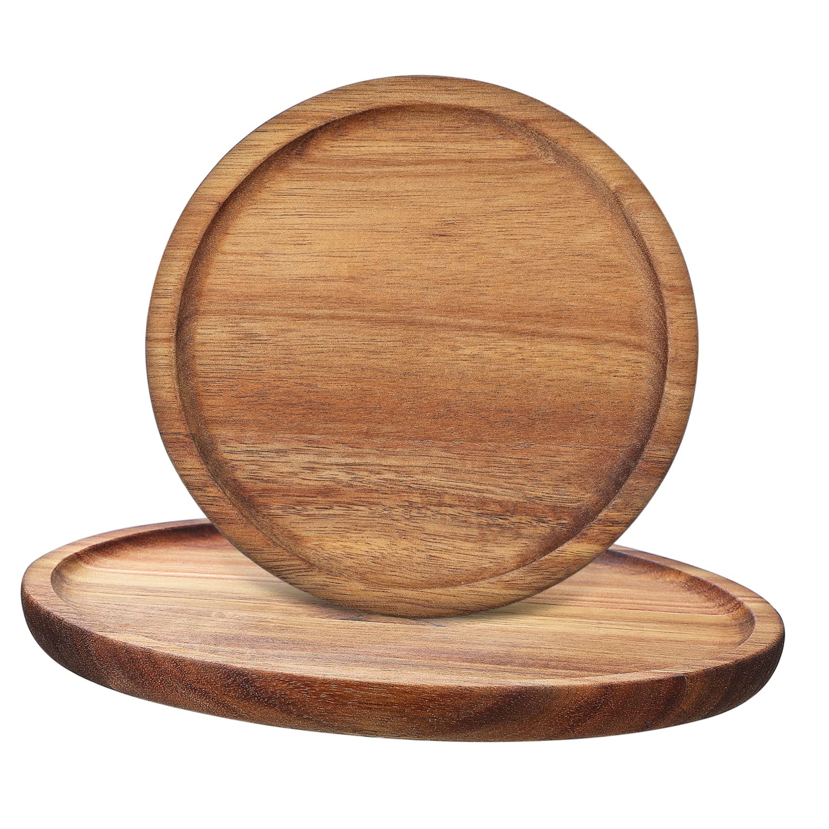 Plateau bois rond décoratif STOBAZA (lot de 2 pièces) pour table basse