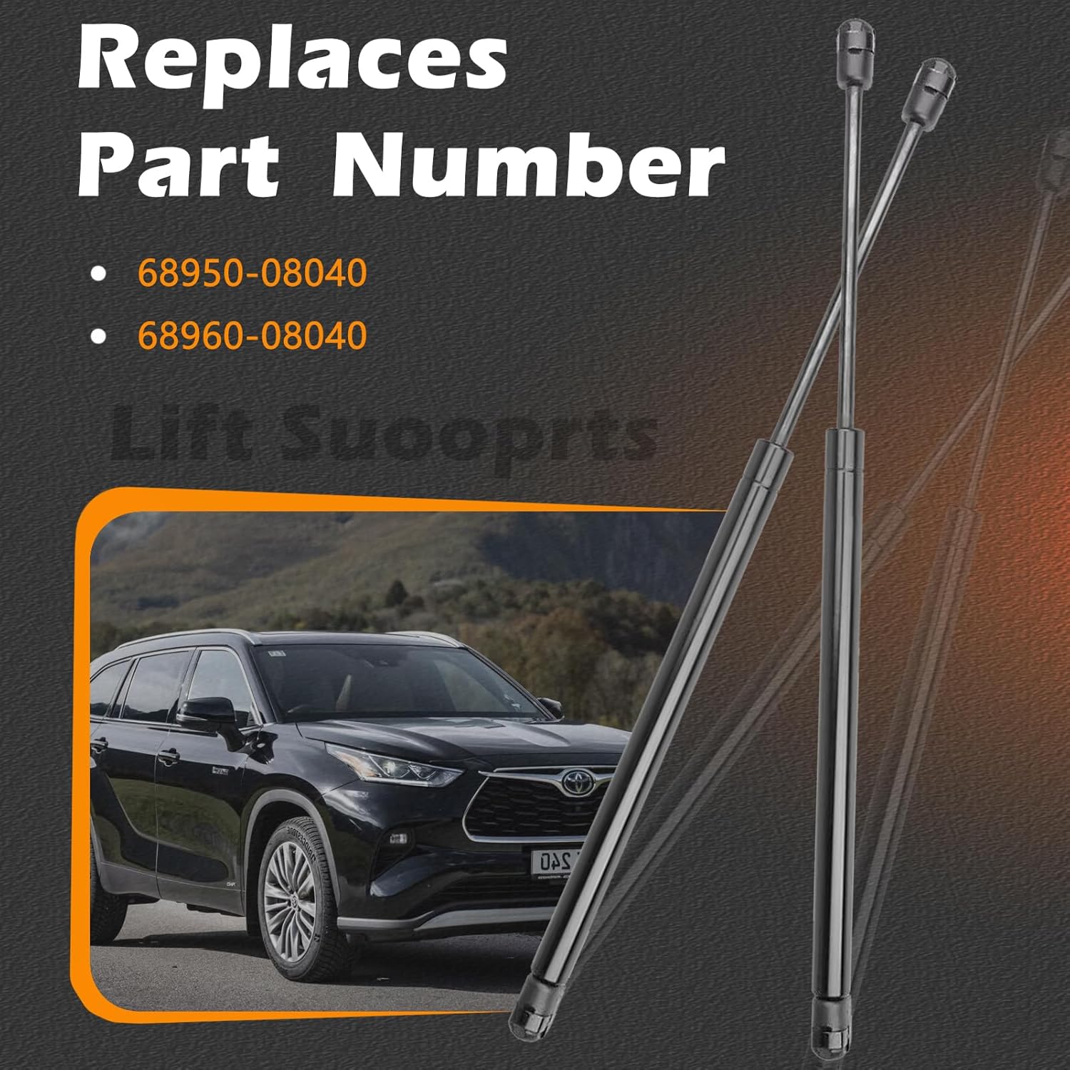2Pcs 22.06 in Liftgate Trunk Struts Lift Supports Compatible with Toyota 11-16 Sienna with Power Liftgate Shock Gas Spring Cylinder Rear Back Tailgate Hatch Replaces 6895008040 6896008040