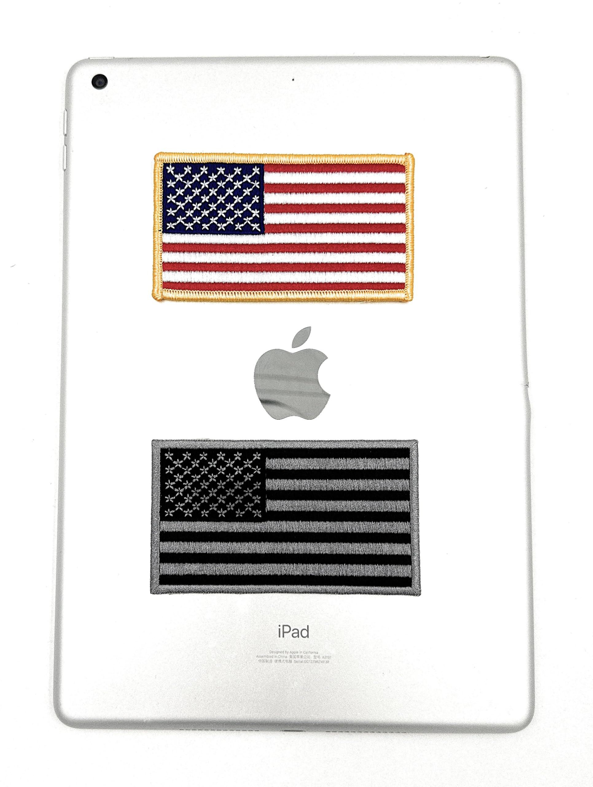 Juego de 2 parches de bandera estadounidense, parches cosidos para ropa, parches de bandera nacional de Estados Unidos, dos piezas, una colorida y otra en blanco y negro