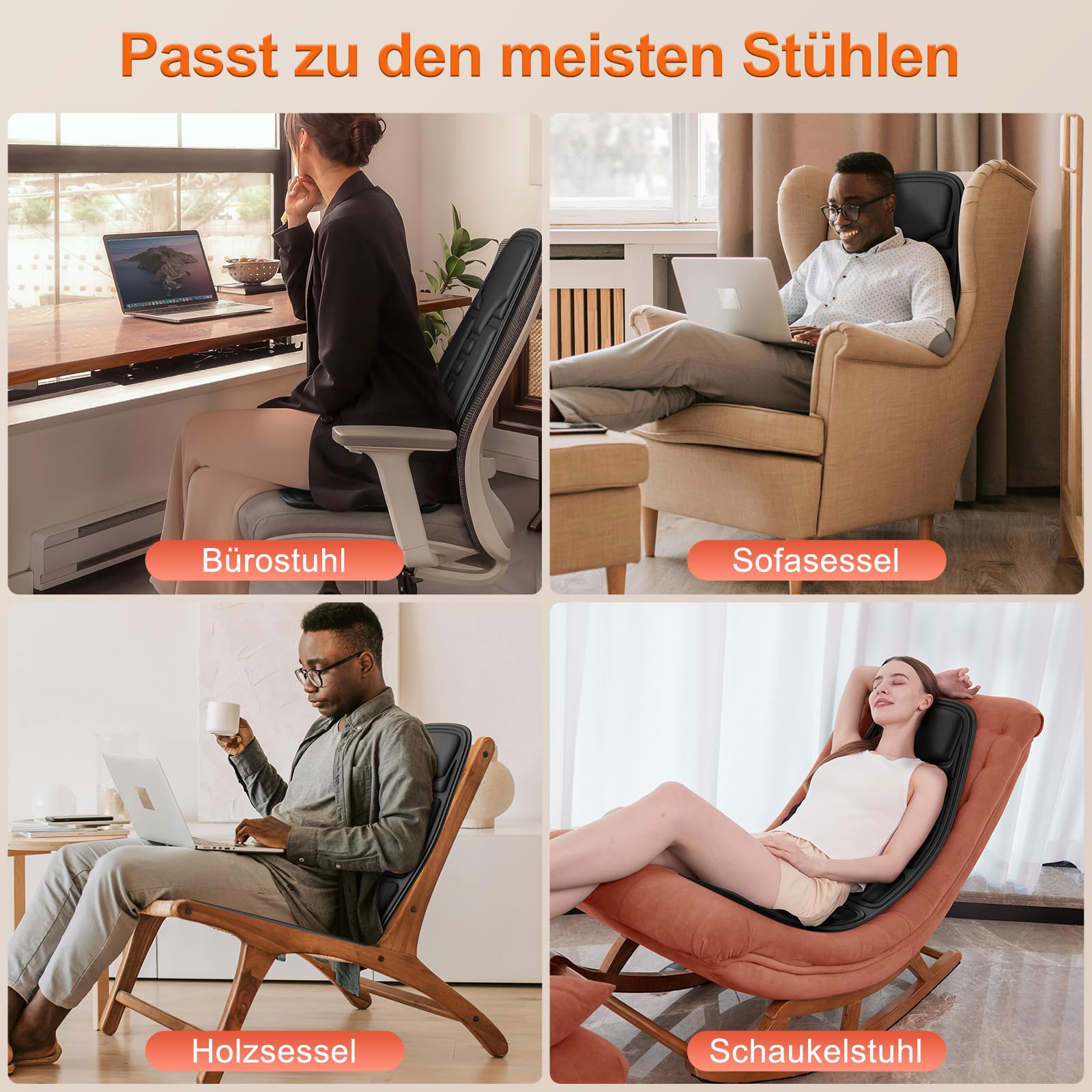 Massagesitzauflage mit Wärme,10 Vibrationsmotoren Massageauflage mit Vibration für Rücken und Nacken,Sitzkissen zur Entspannung,Rückenmassagegerät Hause Büro,Geschenke für Männer/Frauen/Mama