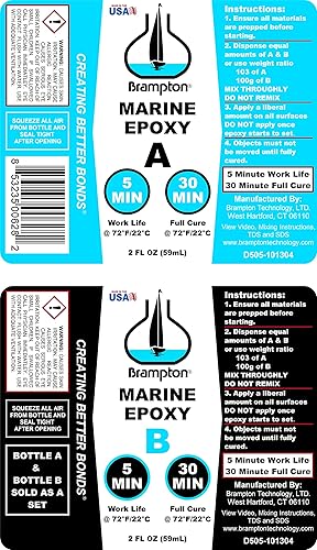 Miniatura 4 de Brampton Marine Epoxi Fuerte Vinculación para reparación de barcos - Se adhiere en 30 minutos, resistente al agua, 4 onzas