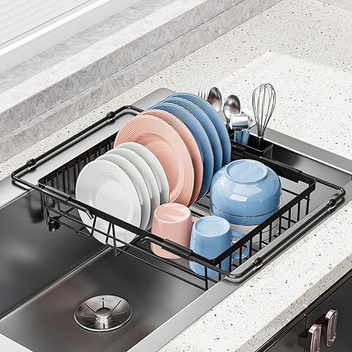 Miniatura 10 de BBXTYLY Estante Extra Expandible Enrollable para Secar Platos, Cubierta de Fregadero sobre el Lavabo, Accesorios de Cocina, Escurridor Enrollable de