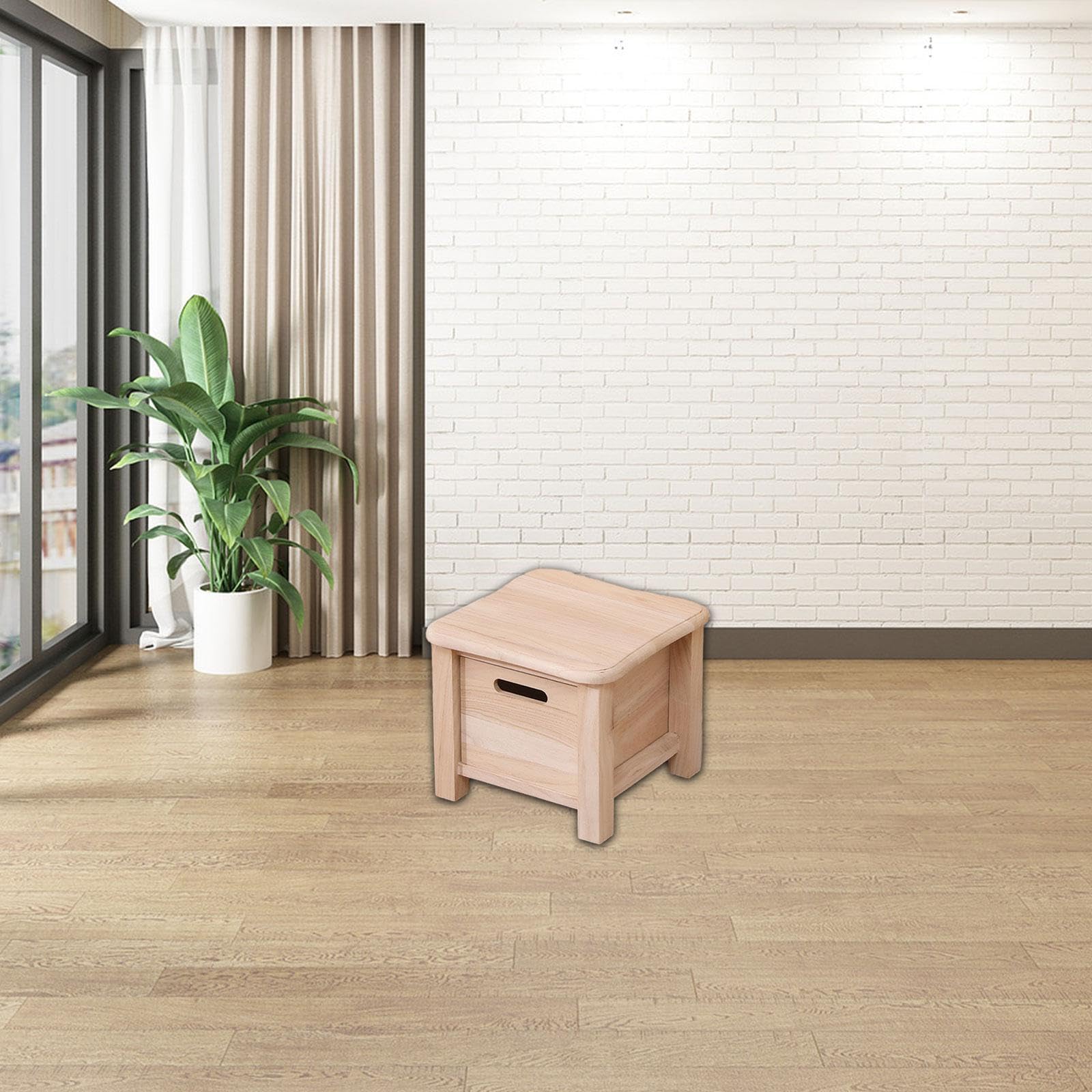 Fenteer Sgabello Contenitore in Legno, Sedia per Cambiare Le Scarpe, Decorazione per Casa, Piccolo Sgabello con Bordi Arrotondati per Soggiorno, 30 Cm X 30 Cm X 25