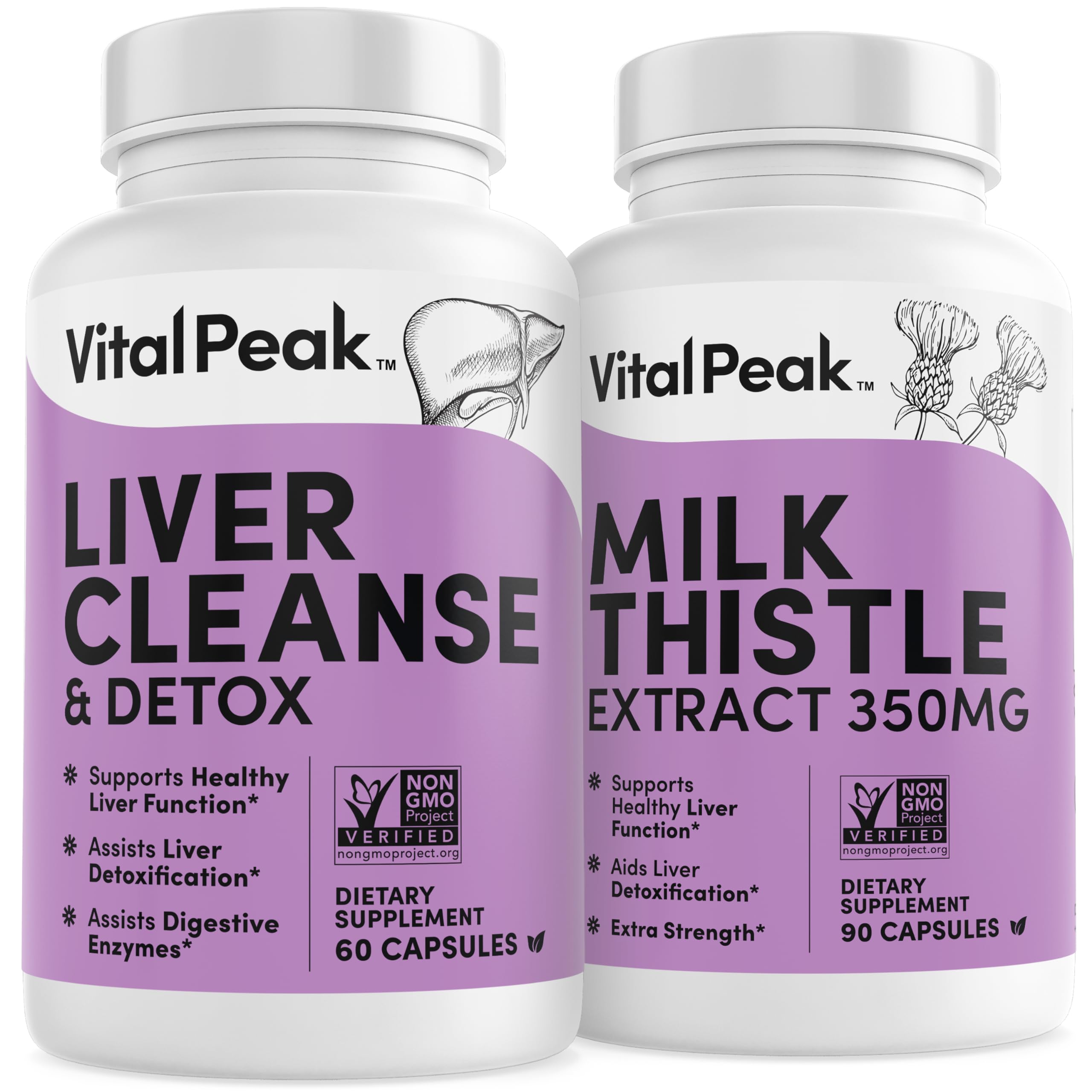 Vital Peak Liver Cleanse Detox & Repair and Milk Thistle Extract Bundle