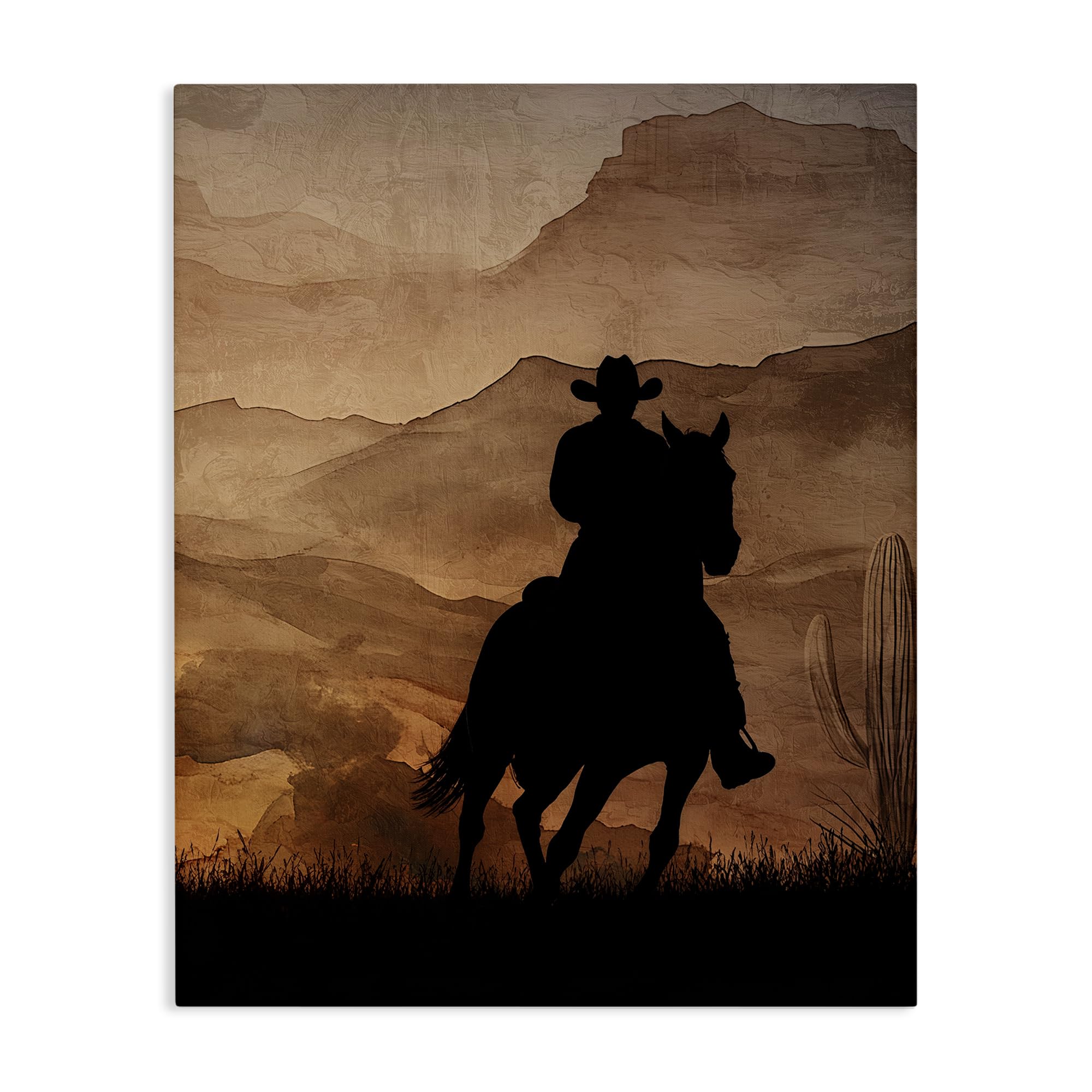 Stupell Industries Cowboy Sunset Ride 'Cowboy's Sunset Ride', Canvas Art, 24 X 30 Inches, Easy To Hang And Sturdy, Made In Usa, By Kim Allen