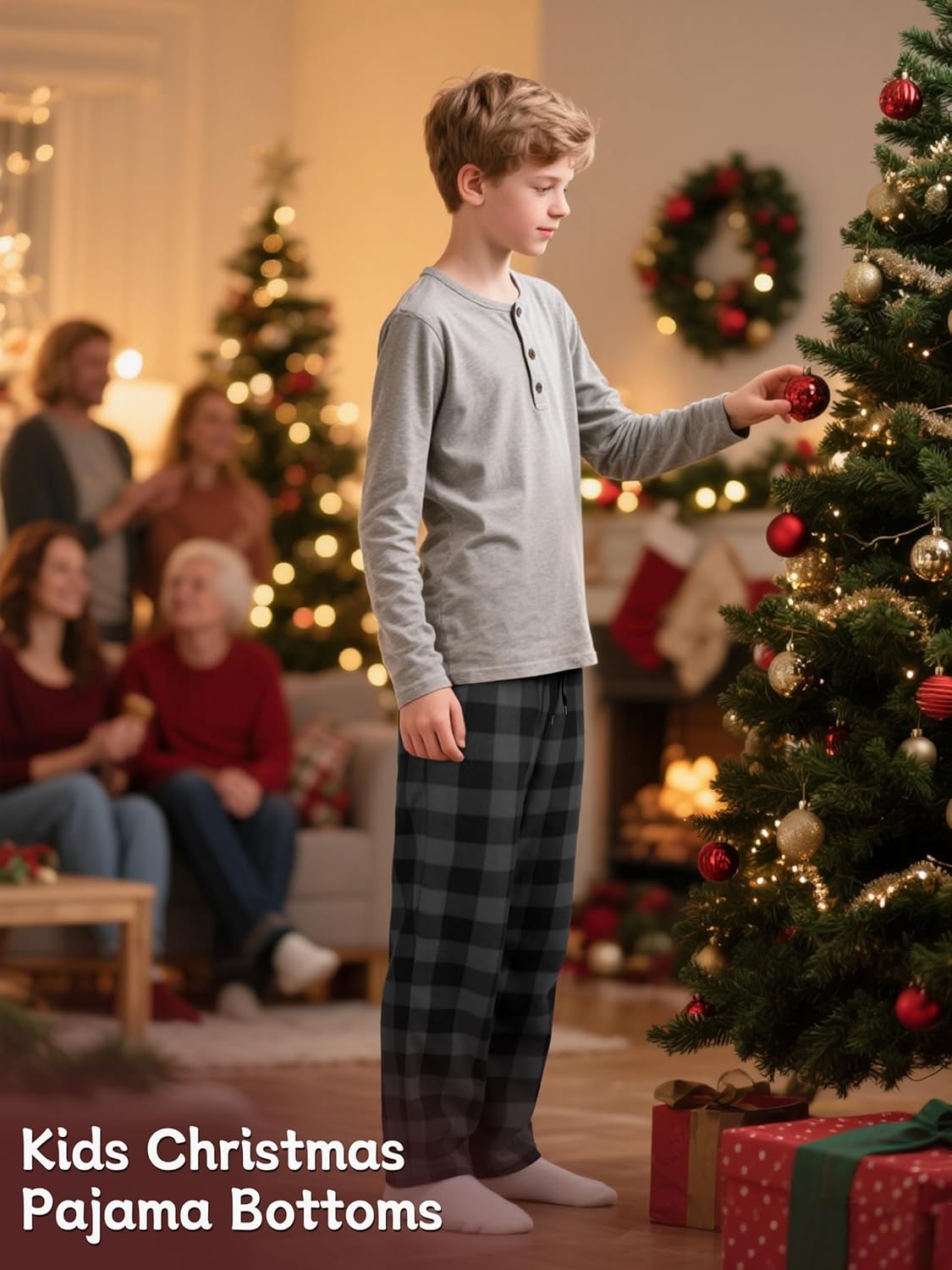 IHU 3 Pack Boys Pajama Pants Kids Micro Fleece Pj Bottoms Sleepwear Plaid Lounge Pant with Drawstring Pockets Boy Clothes - Image 2