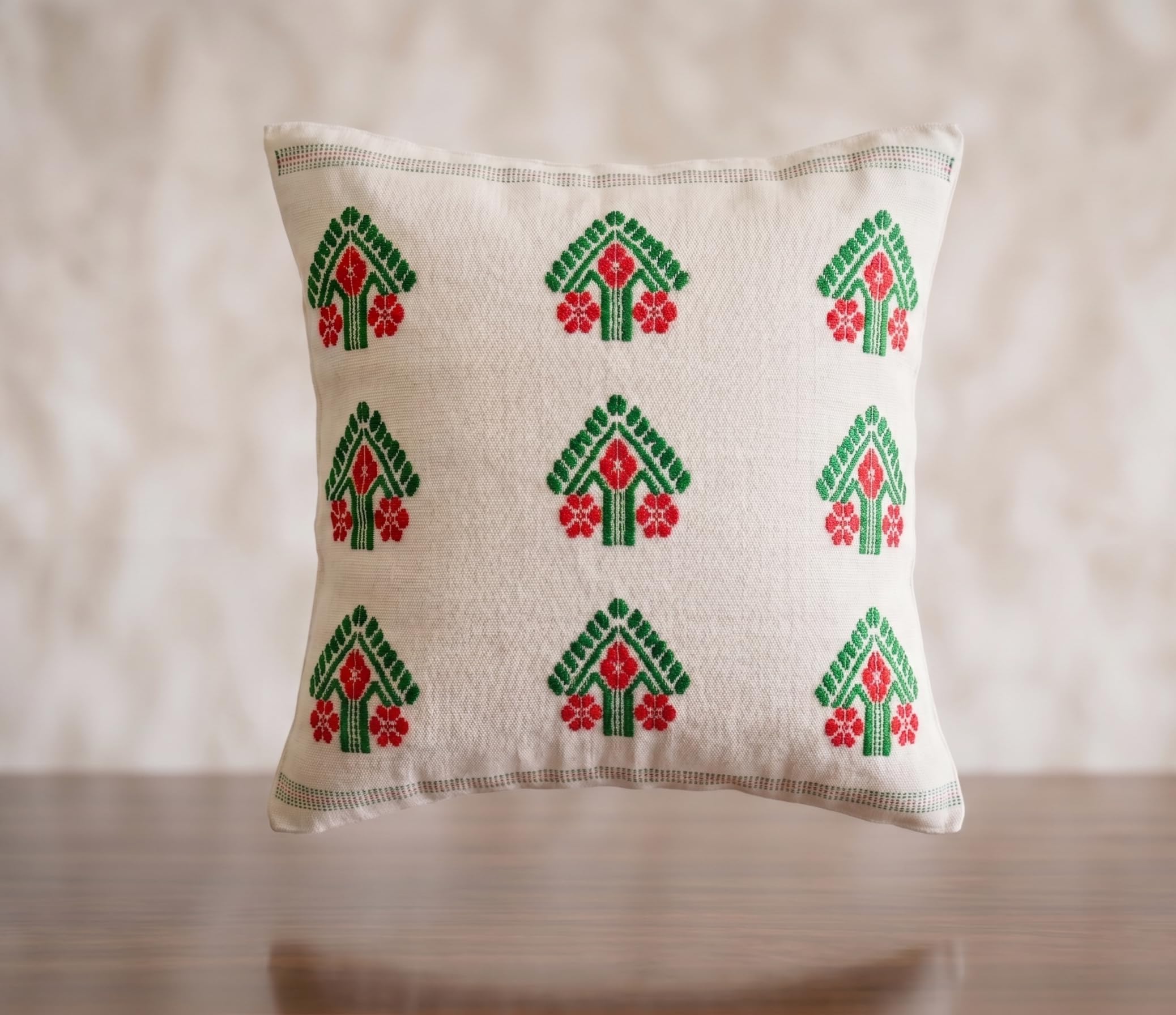 Handloom Cotton Cushion Cover | Handmade Assamese Traditional Woven Sofa Pillow Cover | Ethnic Home Décor Cushion Cover for Living Room & Bedroom-image-34