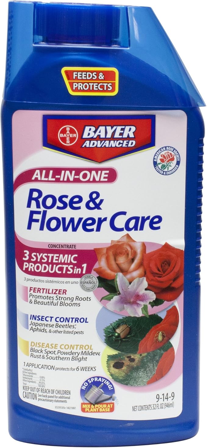 Bayer Advanced All In One Rose & Flower Care 9149 32 Oz Fertilizers Patio