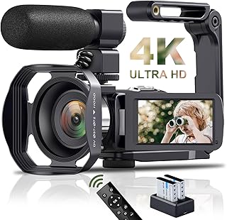 HOMIEBUDS Video Camera Camcorder, 4K 48MP 60FPS IR Night Version Vlogging Camera 18X Zoom WiFi Digital Camera YouTube Recorder Camera with Microphone, 2.4G Remote Control, Lens Hood