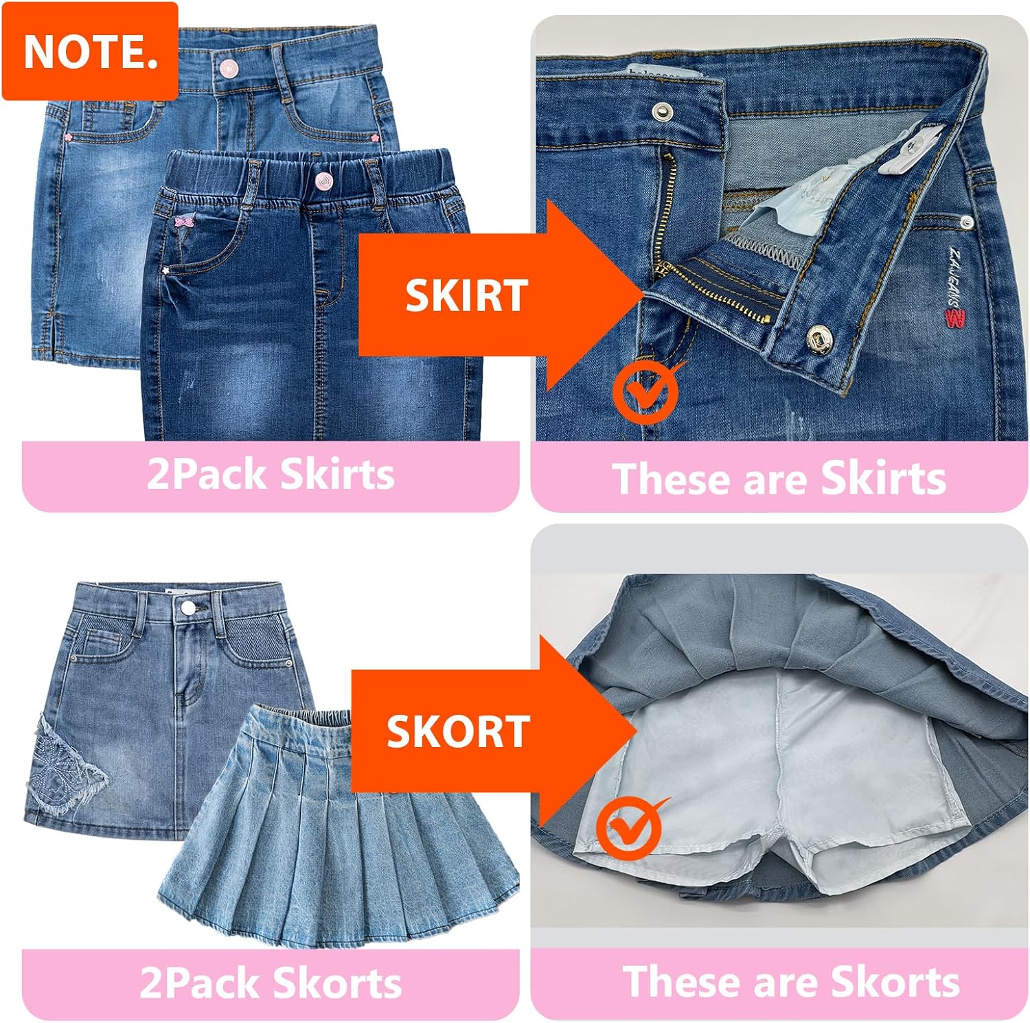 ABALACOCO 2Pack Girls Jeans Skirt Mini Denim Skirt Skorts Set Kids Toddler,Stretchy Waist Soft Cotton No Rough Skort 3-14T - Image 6