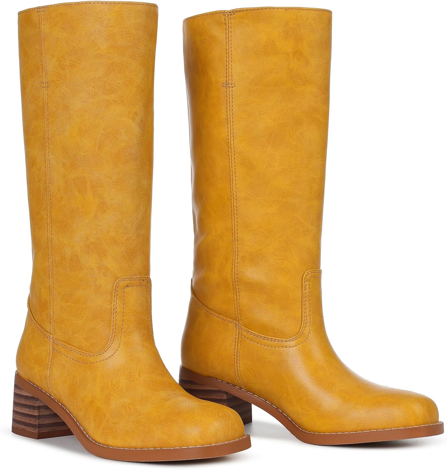 Women's Knee High Boots Chunky Block Heel Long Boot for Women Casual Square Toe Boots Low Heel Womens Boot Dressy Trendy - Image 4