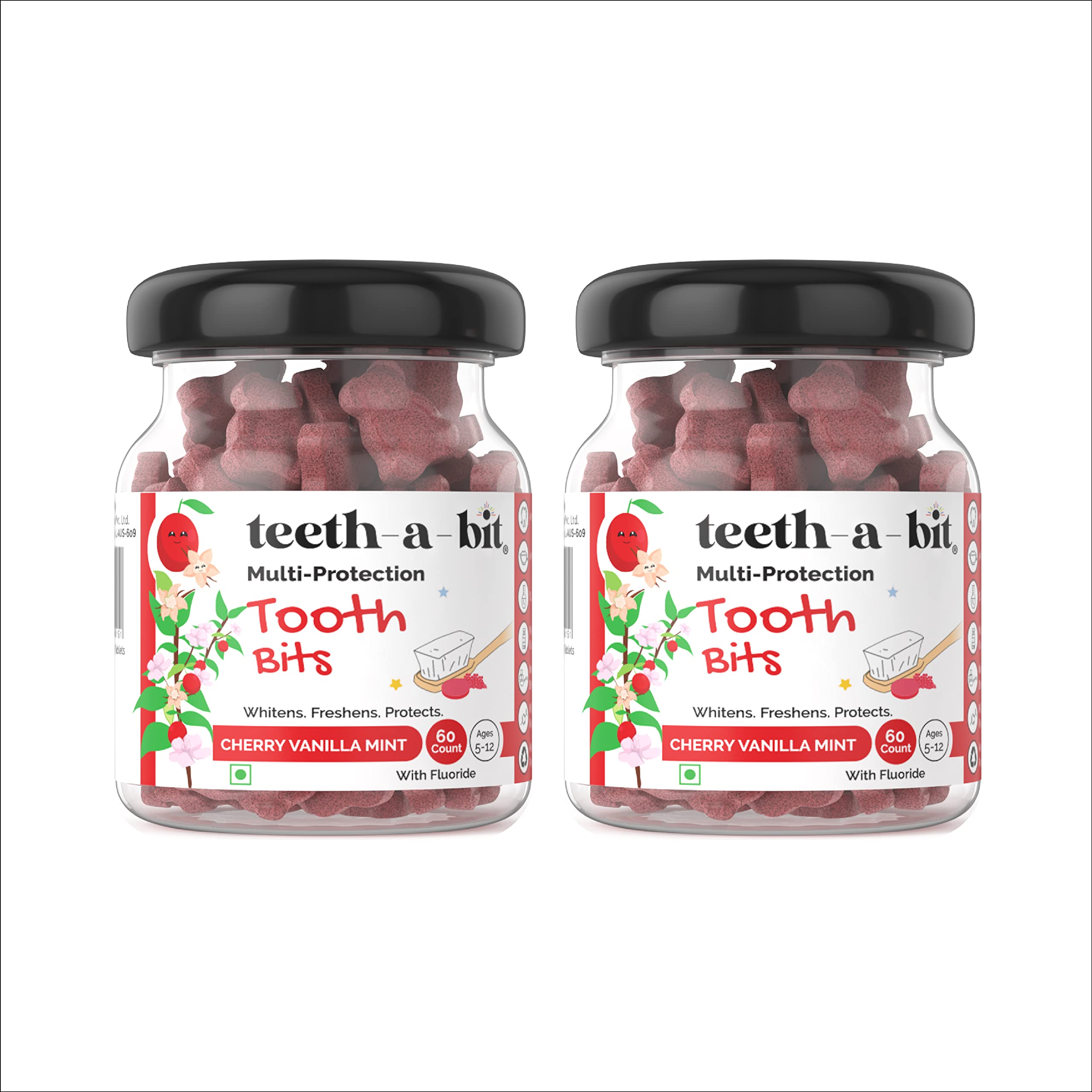 teeth-a-bit Kids Anti-Cavity Anti-Plaque Multi-Protection Pro Enamel Cherry Vanilla Mint Tooth Bits, Eco-Friendly, SLS Free, Plant Based Kids (5-12 Years) Toothpaste Tablets (2 Pack, 120 Count) (B0BMLVGSSW) Amazon Price History, Amazon Price Tracker