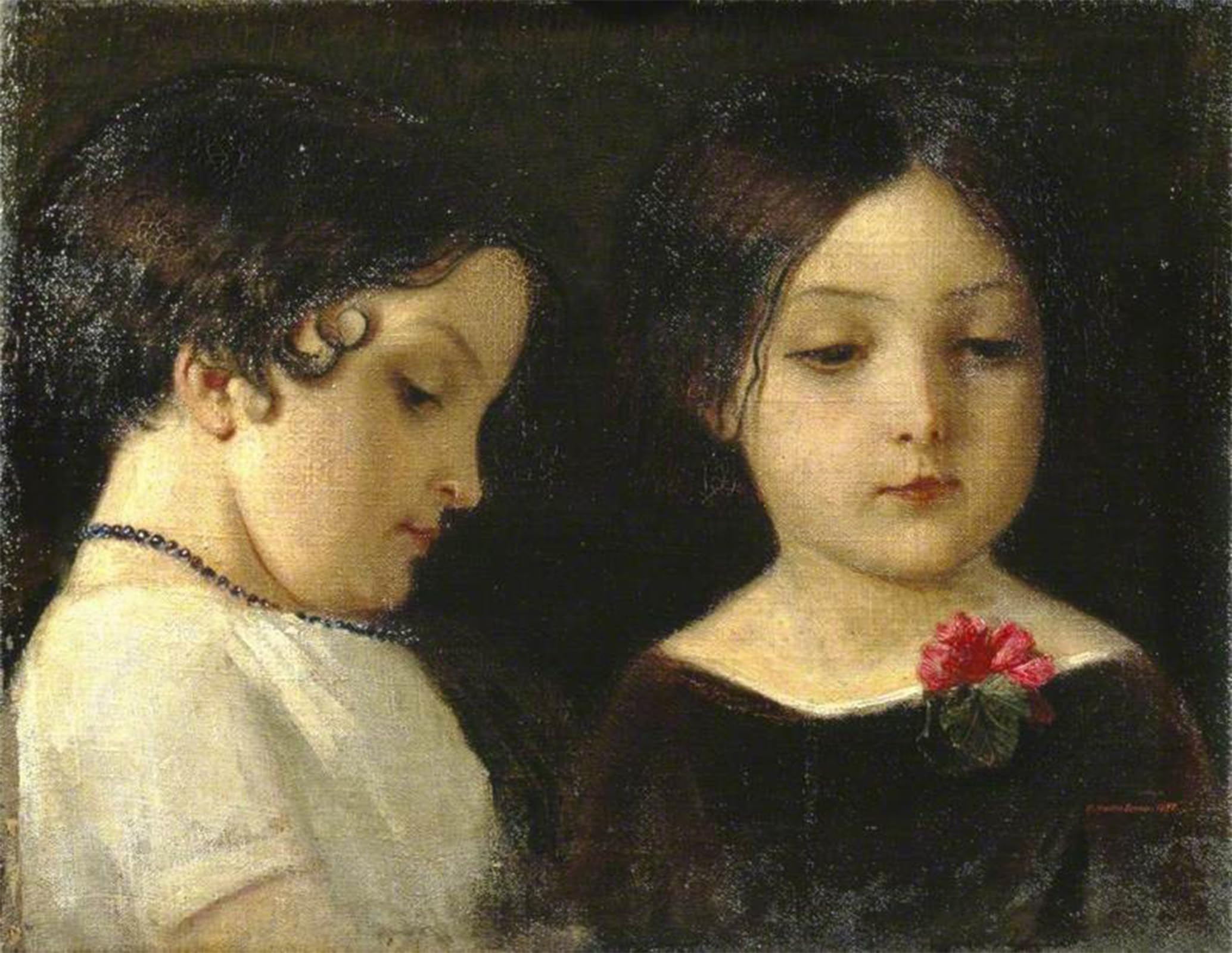 SERENDIPITP Abstract Painting Mural Print Picture Wall Decor Painting Two Studies of a Little Girl's Head by Famous Artist Vintage Wall Artwork for Home Decor 60x90cm