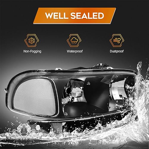 Miniatura 5 de Conjunto de faros delanteros para Chevrolet Trailblazer 2002-2009 para Chevrolet Trailblazer EXT 2002-2006, carcasa negra, reflector transparente,