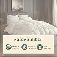 Vista 4 de ComfyDown Edredón blanco de plumón de ganso, fabricado en Estados Unidos, funda de edredón 100% algodón egipcio de 400 hilos, 650+ potencia