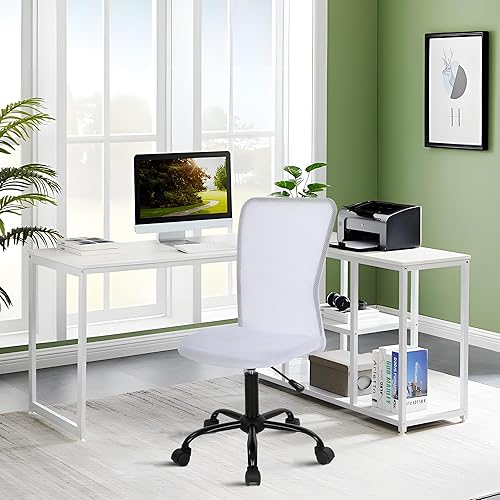 Silla de oficina sin brazos, silla de oficina ergonómica de malla con respaldo alto con soporte lumbar, sillas de computadora, silla con ruedas para