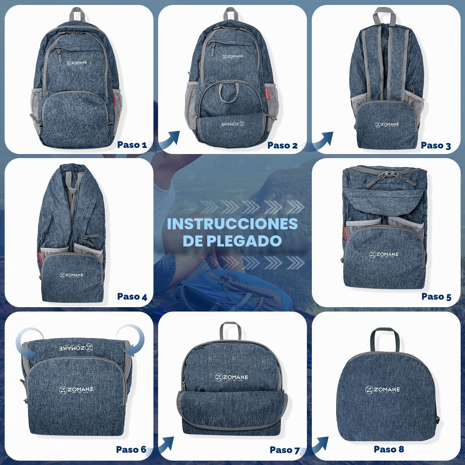ZOMAKE Ultraligera Pequeña 20L Mochila Plegable para Senderismo Montaña Excursion Mochilas Ligeras Viajar para Hombre Mujer