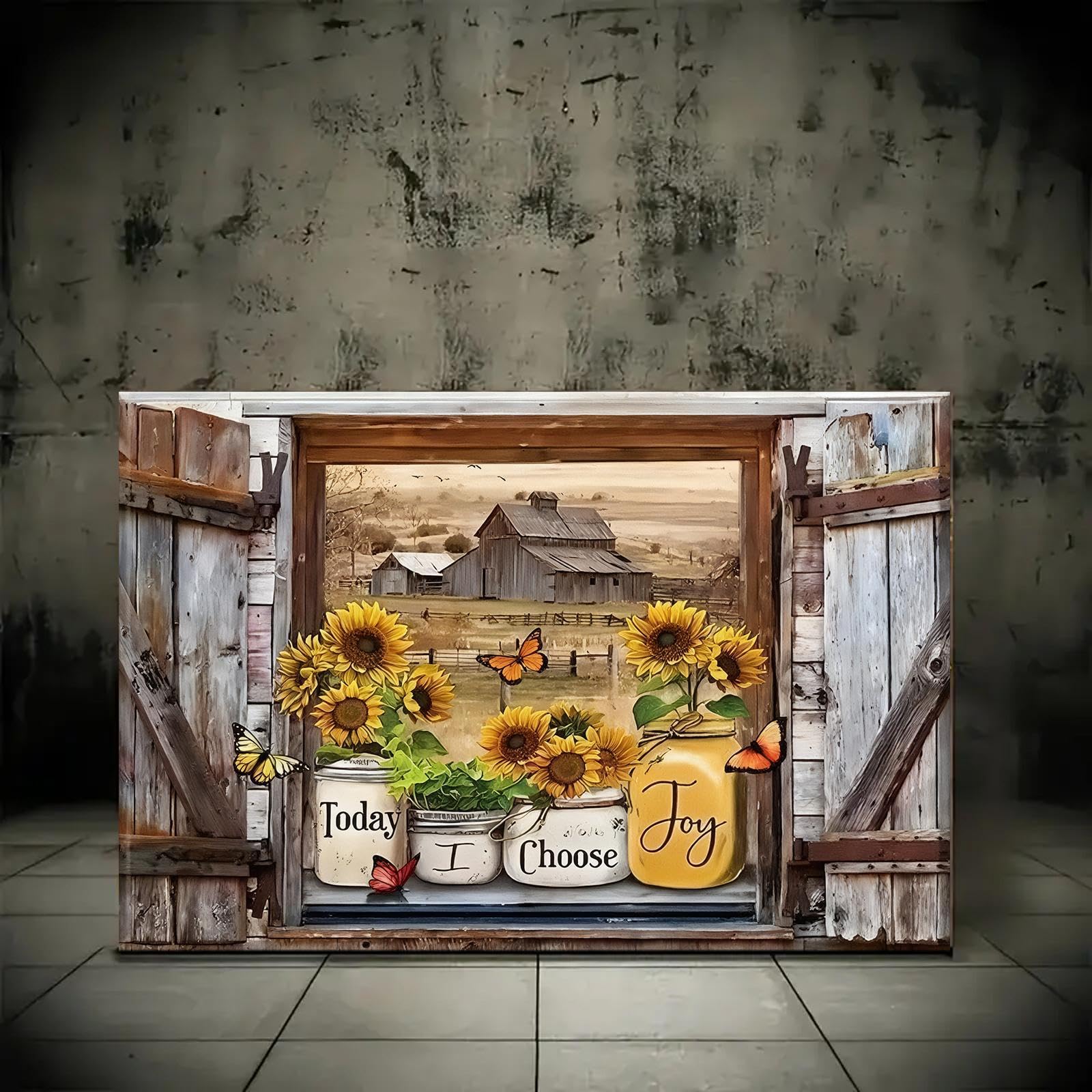 Amazon.com: Rustic Farmhouse Sunflower Wall Art Country Barn