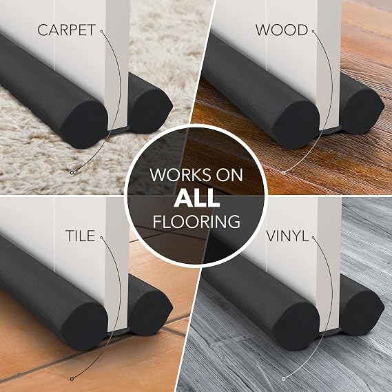 Everlasting Comfort 2 Sided Under Door Draft Stopper for Bottom of Doors - Quick Install, Keeps Heat In & Cold Air Out - Sound Proofing Foam Strip Gap Filler, Noise Blocker for Interior -Fits 30