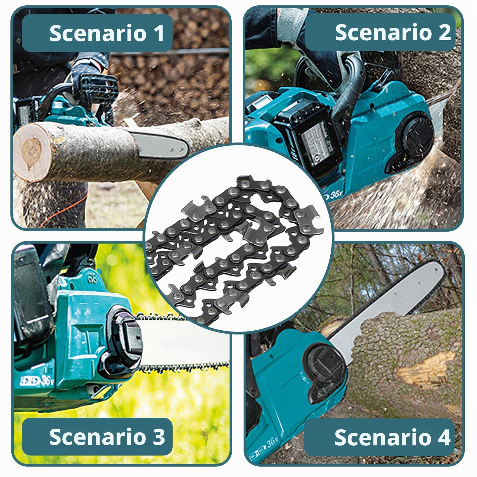 3 catene per motosega Makita DUC254Z, LP 40, 1,1 mm, a batteria a basso ritorno, 10 pollici, catena di ricambio Einhell-GE-LC